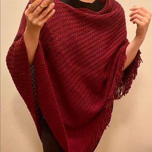 J.Jill Bordeaux Poncho Sweater NWT